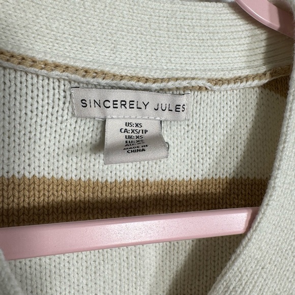 Sincerly Jules Women's Mixed Checked & Striped Cardigan Sweater Size XS - Picture 2 of 5